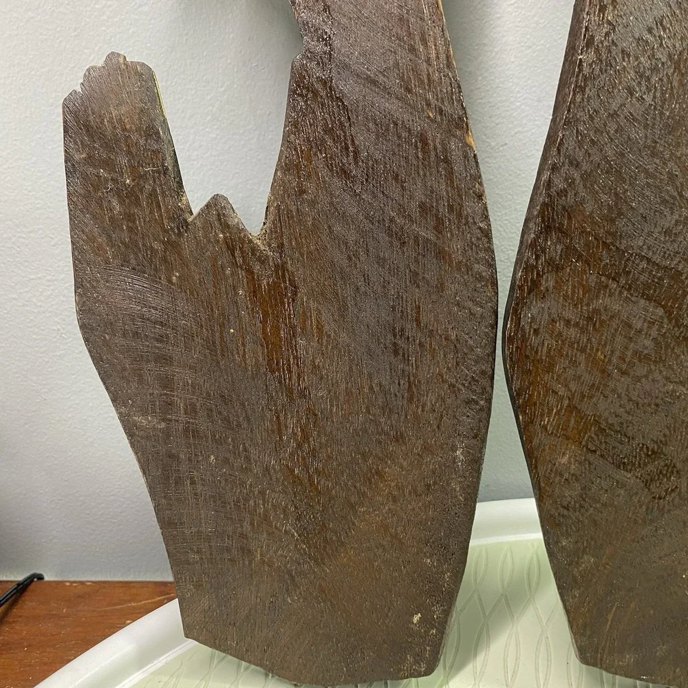 Vintage African Wooden Wall Art. Carved&Painted Teak/Ebony Wood Praying Hand 15